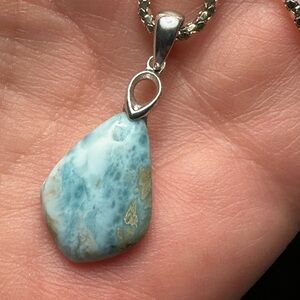 Larimar genuine stone  sterling silver